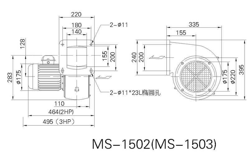 MS1502鼓风机尺寸图