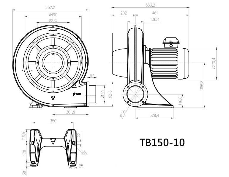 TB150-10鼓风机尺寸图