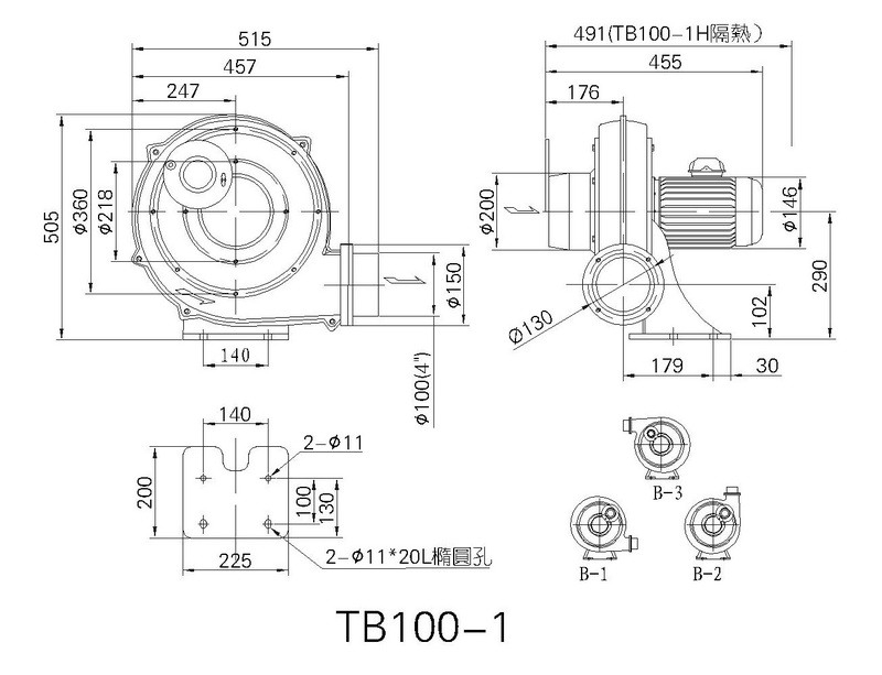 TB100-1鼓风机尺寸图