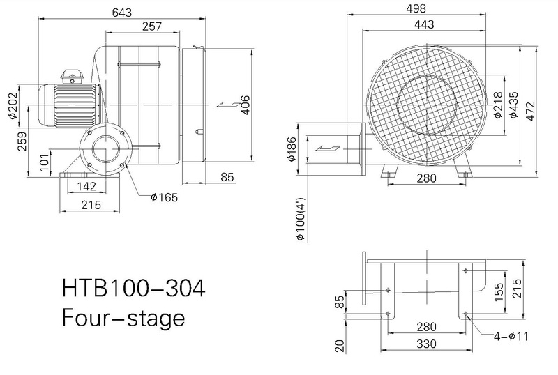 HTB100-304鼓风机尺寸图