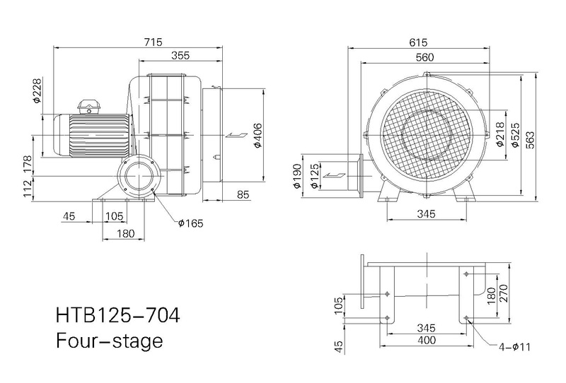 HTB125-704鼓风机尺寸图