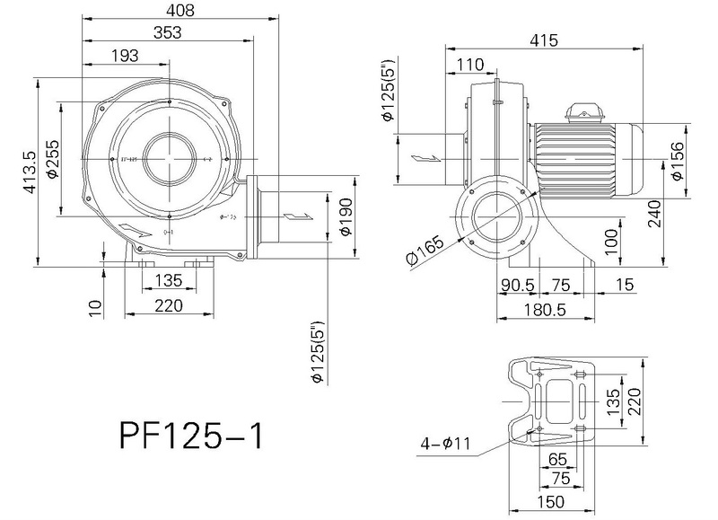 PF125-1鼓风机尺寸图